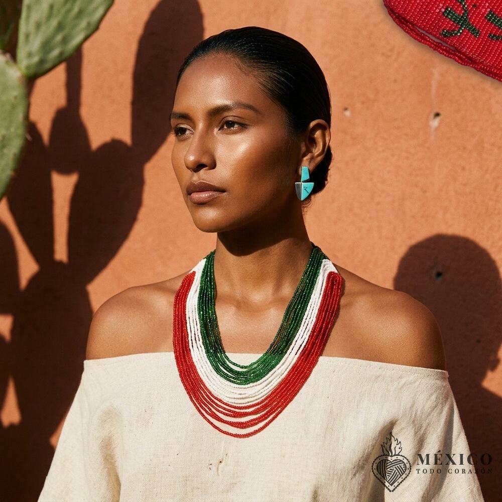Mexican tricolor necklace day of the dead 15 in strand